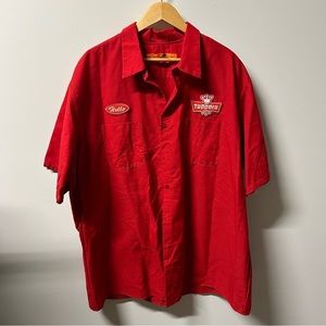 Toppers Pizza Full Buttoned Red Shirt- XXXL